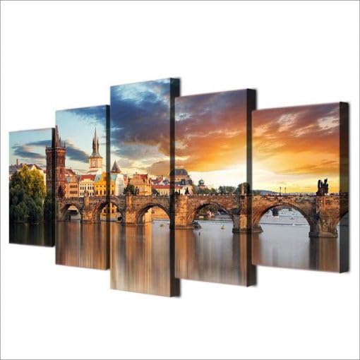 Affiche murale pont 5 parties en canvas art 150x80cm