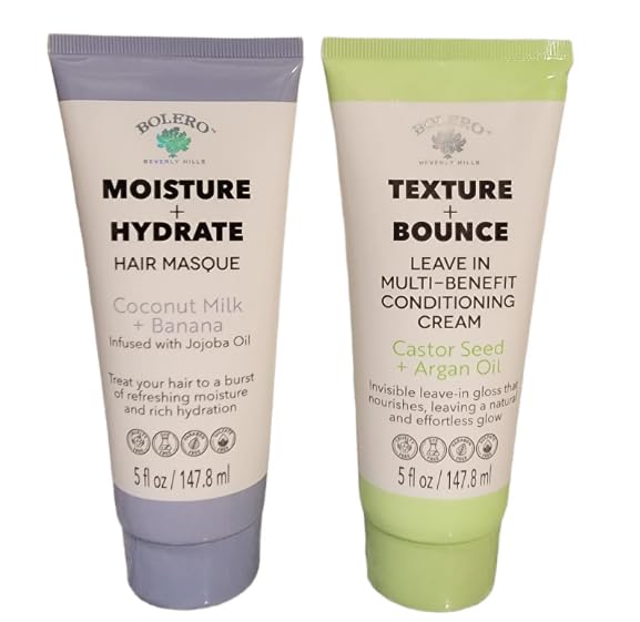Hair Care Set, Moisture + Hydrate Hair Mask and Texture + Bounce Leave-In Conditioning Cream, Nourishes, Hydrates, Enhances Shine, 5 fl oz, 2 Pack
