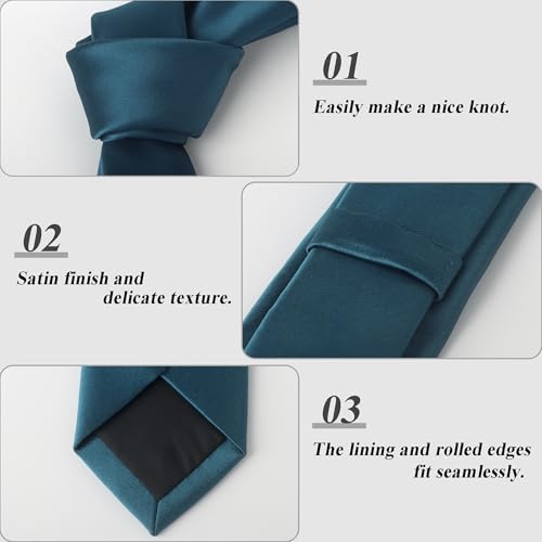 Image of Landisun Black Tie Men Women Solid Skinny Ties Slim Ties Satin Tie