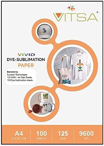 VITSA Sublimation Paper for Polyester Clothes and T-shirts A4 X 100 sheets for Heat Transfer Printing upgraded quality to 125GSM elevated quality (sublimation paper)