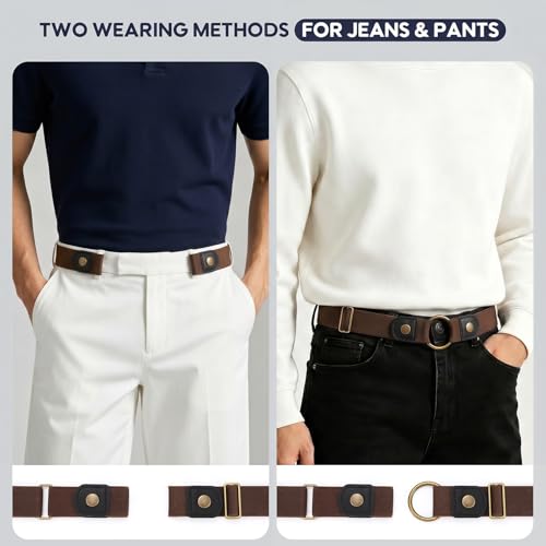Image of WHIPPY No Buckle Stretch No Show Belt for Men 1.38 inches Wide, Buckless Invisible Elastic Belt for Jeans Pants