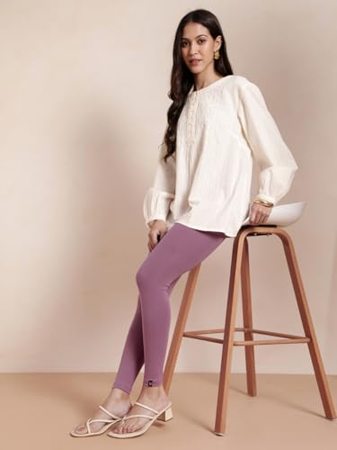Image of TWIN BIRDS Super Stretchable Cotton Elasthane Fabric Ankle Length Leggings for Women