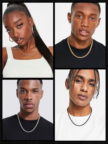 PROSTEEL Stainless Steel Chain Necklace for Men Women, Wheat Chain/Rope Chain, Black/Silver/Gold Tone, W:3mm/6mm, L: 18/20/22/24/26/28/30 inch, Come with Box2