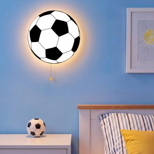 Image of Aurelema Soccer Night Light Wall Lamp Sleeping Nursery Lighting Cute Floating Battery Operated Hanging Lamp for Baby Boys Girls Bedroom Room Nursery Wall Decorations