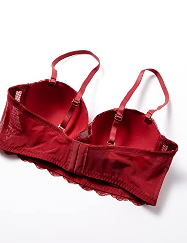 Iris & Lilly Women's Lace Padded Strapless Bra, Red, 32D #TOP1