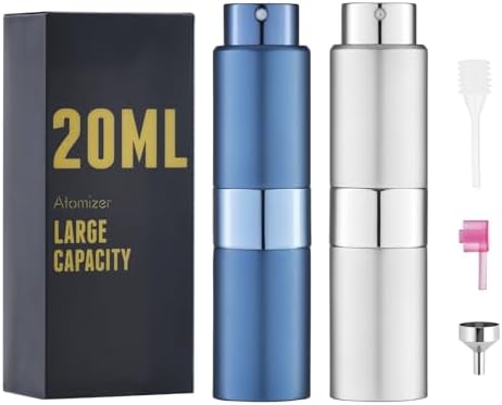 Travel Perfume Bottle Refillable 20ml, Cologne Spray Atomizer Large, 2PCS