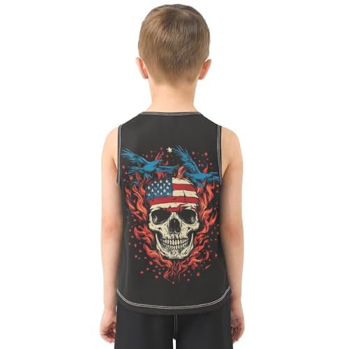 Skull Flames Black Boys Tank Tops Sleeveless Tank Top Shirts Undershirts for Summer,3T3