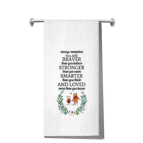 Image of LEVLO Friendship Kitchen Towel Friend Gift You are Braver Stronger Smarter Than You Think Motivational Tea Towel (wei ni to-WEL)