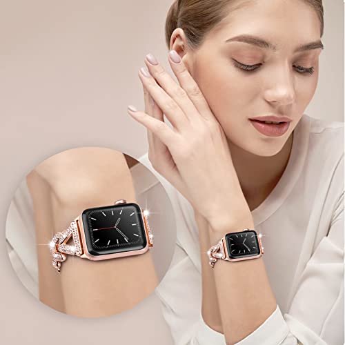 Add Bling To Your Watch With Our Metal Diamond Band - Compatible With Apple Watch Series 8/7/6/5/4/3/2/1/Se/Ultra- Shiny And Stylish For Women In Sizes 38Mm 40Mm 41Mm 42Mm 44Mm 45Mm 49Mm (38/40/41Mm, Rose Gold) #TOP6