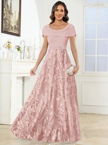 VCCICANY Cape Sleeves Mother of The Bride Dresses for Women Chiffon Sequin Lace Beaded Long Evening Formal Gowns4