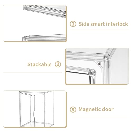Image of Acrylic Display Case, 2 Layer Clear Figure Display Cases for Collectibles with Magnetic Door, Acrylic Box with Movable Dividers 4 Pack