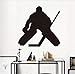 Stickers muraux en vinyle imprimé noir pour chambre d'enfant Motif silhouette de gardien de but de hockey sur glace 44 x 42 cm