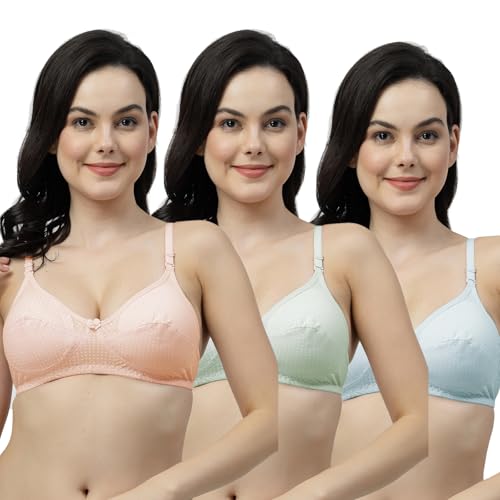 Image of Blue, Lemon, Green Wirefree Non Padded Polka Print Bra