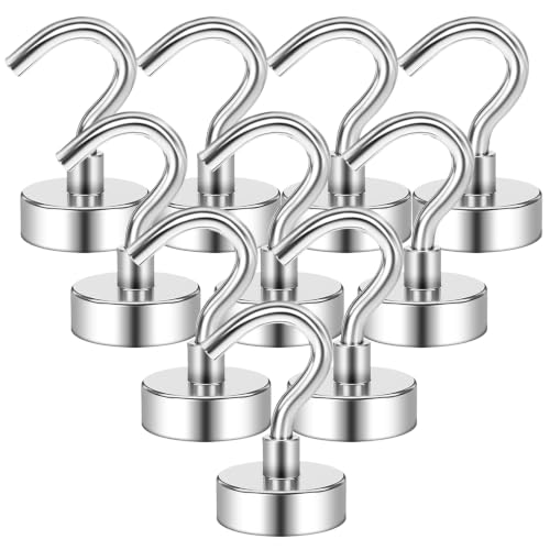 Grtard 10 Pack Magnetic Hooks for Cruise Cabins 10kg+ Heavy Duty Magnet Hooks for Hanging Strong Metal Magnetic Hangers for Ship Garage Campervan Fridge Van Kitchen Workplace Ceiling
