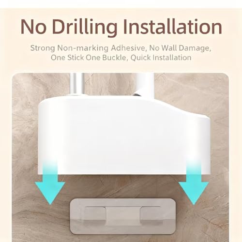 Image of Clyton Toilet Brush with Holder Stand, Toilet Bowl Cleaning Brush and Bathroom Toilet Floor Scrubber Brush with Self Adhesive Wall Mounted Ventilated Drying Stand, Toilet Bathroom Cleaning Brushes Set