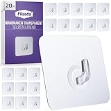 Filzada® 20x Klebehaken Extra Stark - bis 10kg - Haken Selbstklebend 70x70 mm - Transparente Haken - Klebehaken Transparent für Bad, Küche und mehr - Wandhaken Selbstklebend - Aufhänger