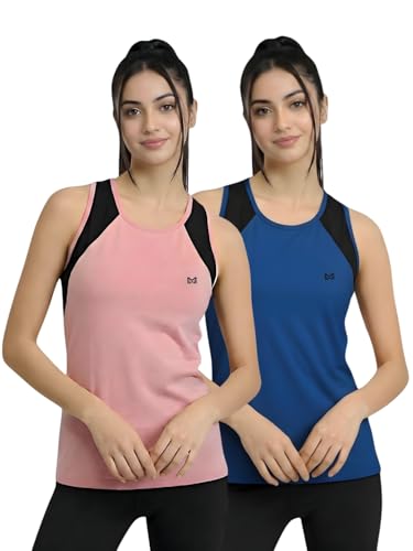Image of White Moon Women's Gym Tank Top Combo | Pack of 2 Sleeveless Sports T-Shirts for Running, Training & Yoga