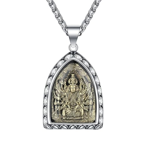 Collier en acier inoxydable motif fleur de lotus et cristaux d'une brillance remarquable