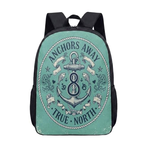 Mochila Anchors Away True North, 43 cm, vintage náutico, estampa náutica, bolsa gráfica unissex, 01, Large, Mochila estampada