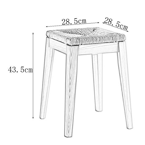 Poufs chambre en bois massif rectangulaire avec assise tressée