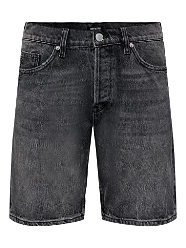 Short en jean souple Only & Sons Onsedge 5796 délavé noir