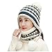 Produktbild Winter Beanie Mütze Schal Set Warm Fleece gefüttert Strick Ski Hüte mit Pom Pom Slouchy Skull Cap für Unisex Geschenk Skull Cap