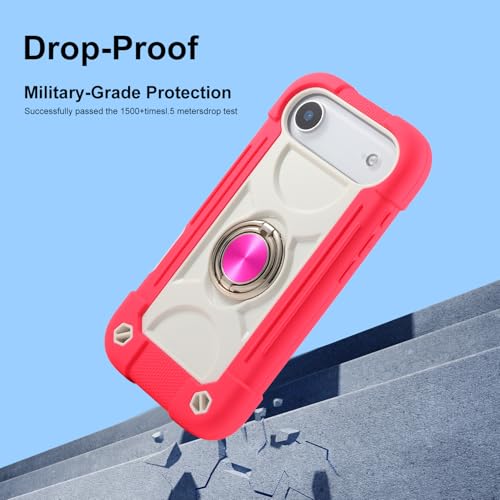 Image of MARKILL Compatible with iPhone with Built-in 360Rotating Ring Stand, Military Grade Drop Protection Full Body Rugged Heavy Duty Case Durable Cover (Hot Pink, iPhone Air)