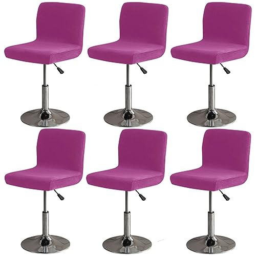 Velvet Stretch Bar Stool Covers,Soft Pub Chair Slipcover Removable Universal Chair Cover for Bar Cafe-Purple-Set of 6