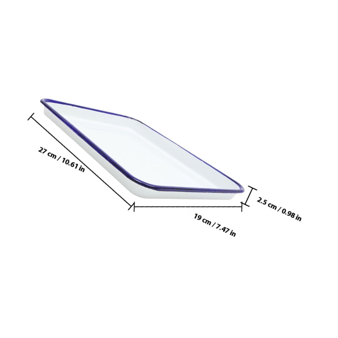 Zerodeko 2 Pezzi Teglia da Forno Rettangolare Alta e Buona Durezza in Smalto Bianco 26x18 Cm Finitura Lucida per Dolci e Cottura in Forno Semplice e Pulita