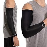 Copper Compression Arm Sleeve. Guaranteed Highest Copper Infused Sleeves for Arms, Forearm, Elbow Brace. Basketball Shooter Sleeve Also Great for Volleyball, Baseball. Fit for Men and Women. Medium.