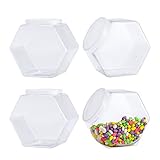 Picture of CAGSIG Candy jars with lids 4 Pack Plastic Candy Jars with Lid, Hexagon Candy Jars Cookie Jars for Kitchen, Clear Candy Containers for Snacks, Candy, Cookie, Dog Treats, Coffee Pod(30 OZ)