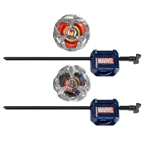Beyblade X, Marvel Collab, Iron Man 4-80B vs.Thanos 4-60P Multipack - 2 Top & 2 Launchers Toy Set - Ages 8 and Up