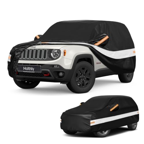 Image of 10 Layers SUV Car Cover Custom Fit for Jeep Renegade (2014-2026), Waterproof All Weather for Automobiles, Outdoor Full Cover Sun Dust Rain Protection with Cotton. Black