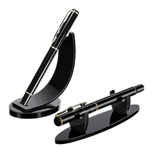 2 Pcs Acrylic Desk Pen Holders Desk Top Single Pen Holders Ballpoint Pen Display Racks Pencil Display Stands Desktop Pen Organizers for Home School Office Black