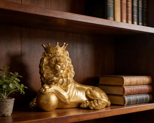 Estatua León Feng Shui Decoración Hogar Dorada miniatura 2