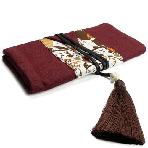 Image of SEVENSUN Handmade Linen Crochet Hook Organizer Bag - Large Capacity Storage Pouch for Crochet Hooks and Accessories - Durable & Multi-Purpose - Portable Knitting Tool Case (Hooks Not Included)