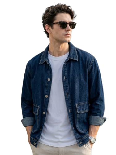 Image of Urbano Fashion Men's Relaxed Fit Full Sleeve Utility Denim Jacket
