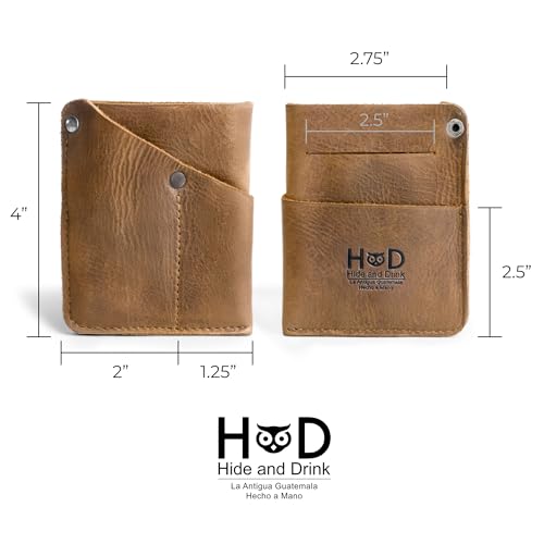 Image of Hide & Drink, Front Pocket Wallet Handmade from Full Grain Leather - Multi-tool Pouch, Card Holder, Money Organizer, Travel Accessories (Single Malt Mahogany)