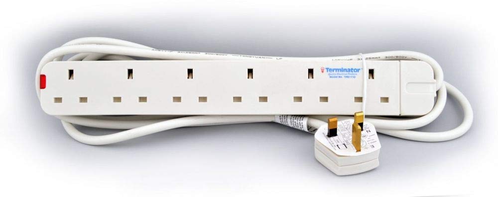 Terminator 6 Way Power Extension Uk Sockets - Tpb 1110-5M