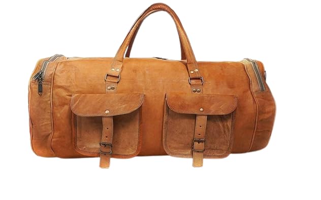 Anshika International Leather 26 Inch Vintage Cabin Luggage Travel Duffle Bag for Men and Women