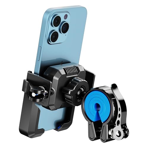 RESPECTED BRO Bike & Motorcycle Phone Mount - Unobstructed Camera View Bicycle Handlebar Phone Clamp - Silicone-Wrapped Scooter Holder for 4.7''-7'' iPhone, Samsung, and Smartphones