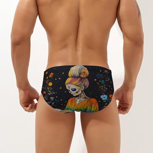 Skull Women Book Lover Librarian Men's Swim Trunks Briefs Swimsuit Swimwear Bathing for Underwear Beach2