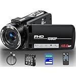 Camcorder Video Camera Full HD 1080P 48MP Camcorder 16X Digital Video Camera for YouTube, 3.0 Inch IPS Screen Vlogging Camera Recorder with Remote Control, Battery and 32GB Card