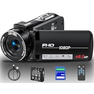 Camcorder Video Camera Full HD 1080P 48MP Camcorder 16X Digital Video Camera for YouTube, 3.0 Inch IPS Screen Vlogging Camera Recorder with Remote Control, Battery and 32GB Card