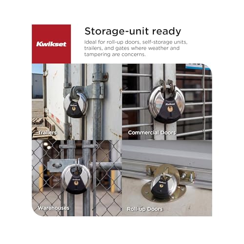 Kwikset Discus Padlock with Boron Carbide Shackle, 2-3/4" Body, 2-Pack | Shrouded Shackle Resists Bolt Cutters and Prying; Keyed Alike Pair for Gates, Sheds and Storage Lockers - image 4