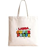 Transparent Gift Tote Bag Super Profe Personalizada. Bolsa de Tela para Profesores con Nombres de Alumnos. Regalo Original Fin de Curso. Regalos Personalizados para Maestros.