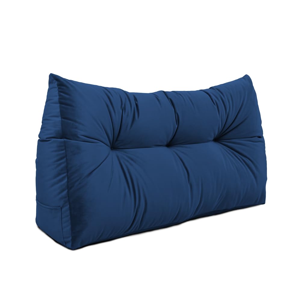 Lancashire Textiles Peacock 20 X 50 X 90Cm (Single Bed) Luxury Velvet Triangular Wedge Bedroom Headboard Cushion - Headboard Bolster Support Pillow For Bed, Sofa, Chair - Made In Britain