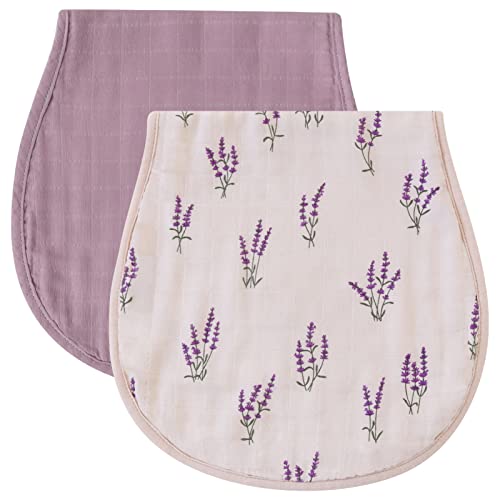 Image of LifeTree Muslin Baby Burp Cloths - Ultra Soft 2 Pack Organic Cotton Large 22'' by 10'' Absorbent Milk Spit Up Rags - Burping Cloths for Newborn, Girls Boys (Lavender & Mauve)