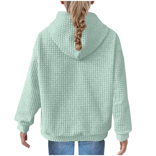Cute Hoodies for Girls Waffle Pullover Long Sleeve Shirts Trendy Oversized Clothes 4-14 Years3