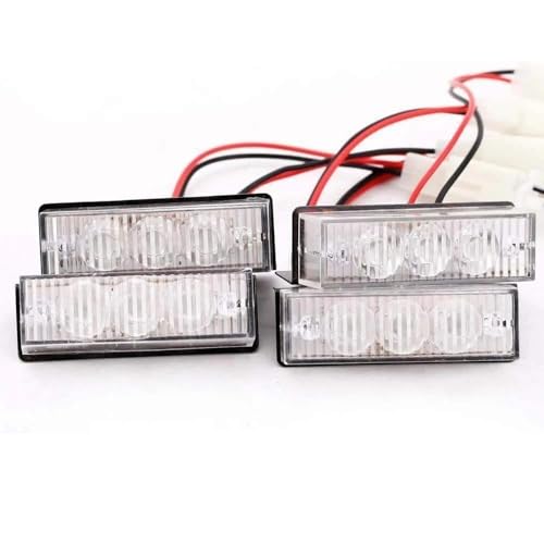 Genérico Cabezal de luz estroboscópica LED para parrilla coche 12V para Mini lámpara Flash luces circulación diurna advertencia emergencia policía intermitente para señal(Blue and White)